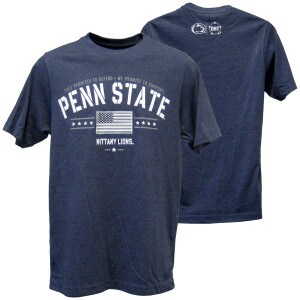 navy short sleeve t-shirt with Penn State, American Flag, and OHT logo